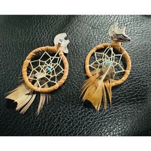 Native American Dream Catcher - Bear earrings
